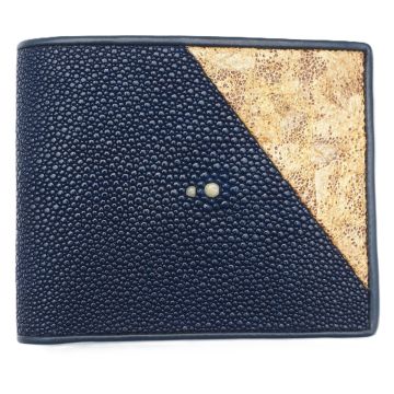 Genuine Stingray Leather Bifold Wallet with Golden Cocoon